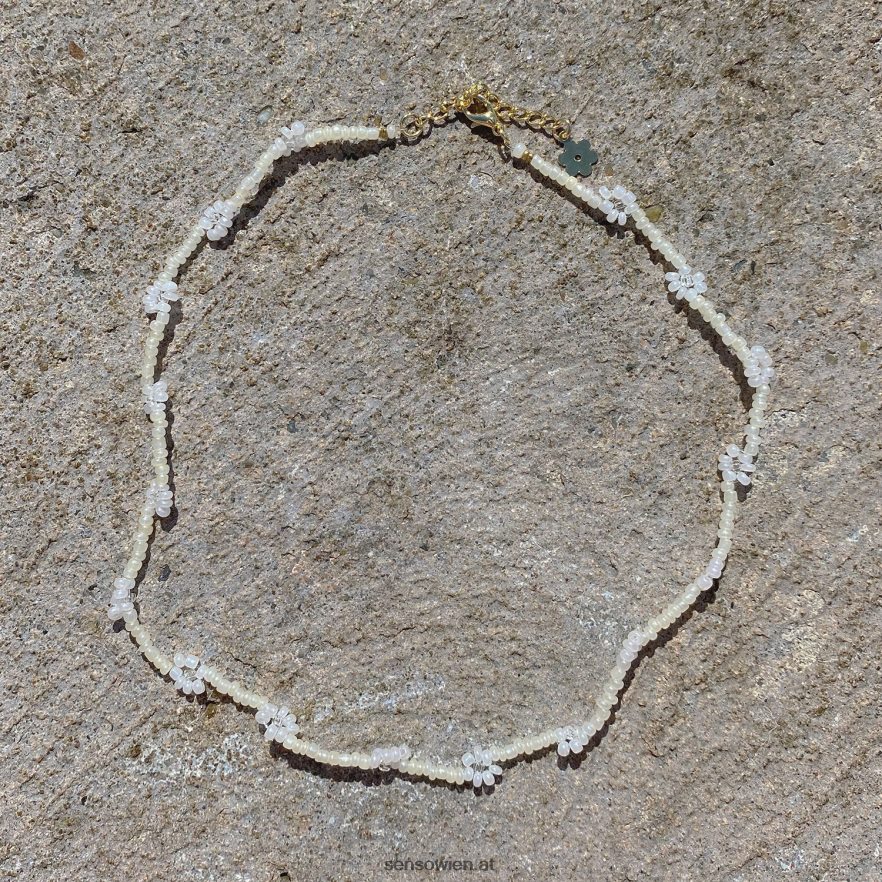 Schmuck, cremefarbener Gänseblümchen-Halsband, cremefarben Senso 6NZ8L8584