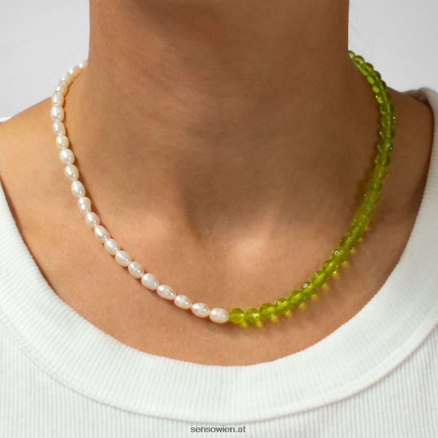 Schmuckperlen- und Swarovski-Halsband grün Senso 6NZ8L8580
