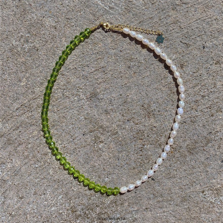 Schmuckperlen- und Swarovski-Halsband grün Senso 6NZ8L8580